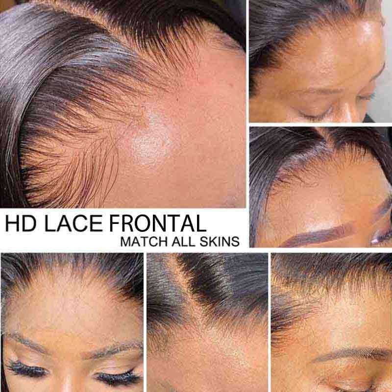 Deep Wave 12A Brazilian Virgin Hair Weave 13x4 HD Lace Frontal with Bundles