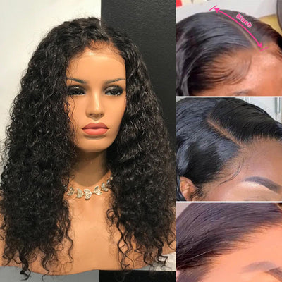 13*4 Lace Front Wigs Human Hair, Deep Wave, Natural Black, Pre Plucked with Baby Hair HD Transparent Lace Wig Brazilian Virgin Human Hair Wigs for Black Women, Natural Hairline