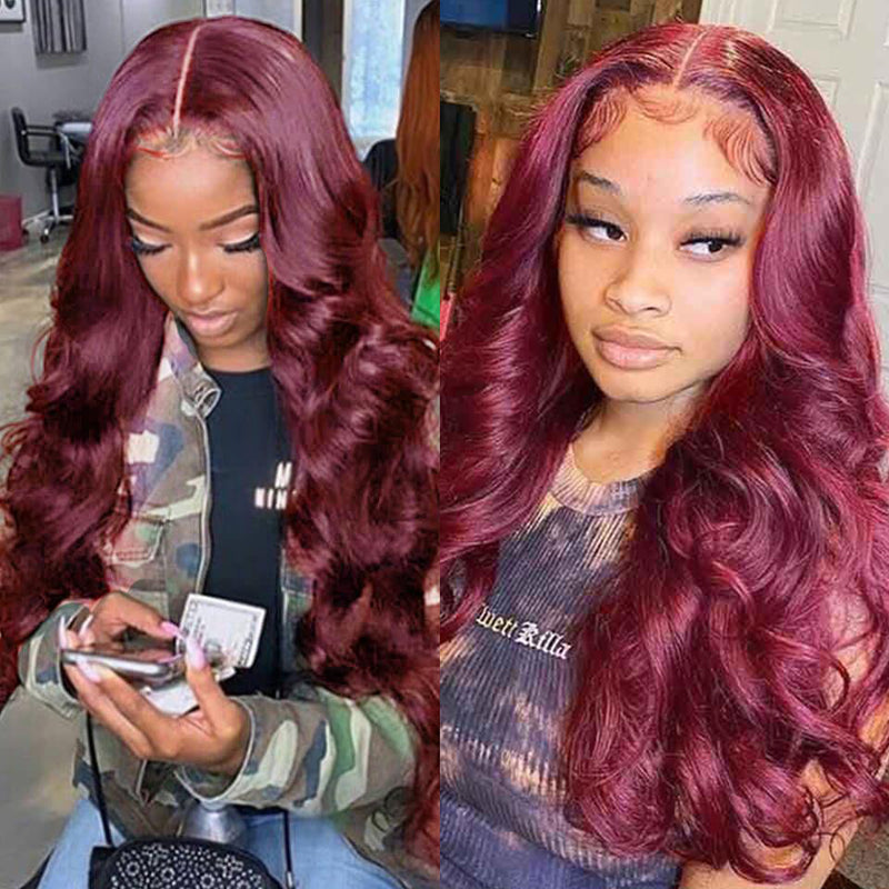 5x5 HD Lace Wigs Body Wave 99J Burgundy Human Hair Wigs