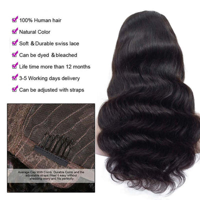 4x4/13x4 HD Transparent lace wigs, Body Wave, Natural Black, 180%/250% Density, Unprocessed Virgin human hair wigs for black women Pre Plucked