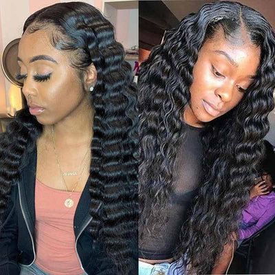 Loose Deep Wave Human Hair Wigs 360 HD Lace Wigs Pre Plucked With Baby Hair