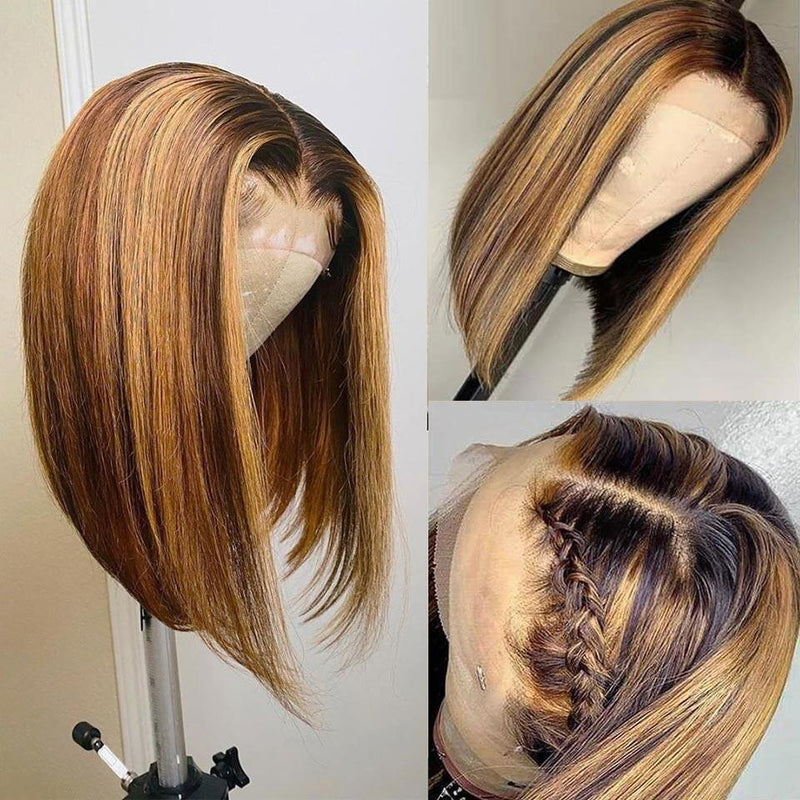 8 inches/10 inches Highlight Bob Wig 4x4 13x4 Lace Front Human Hair Wigs Straight Hair