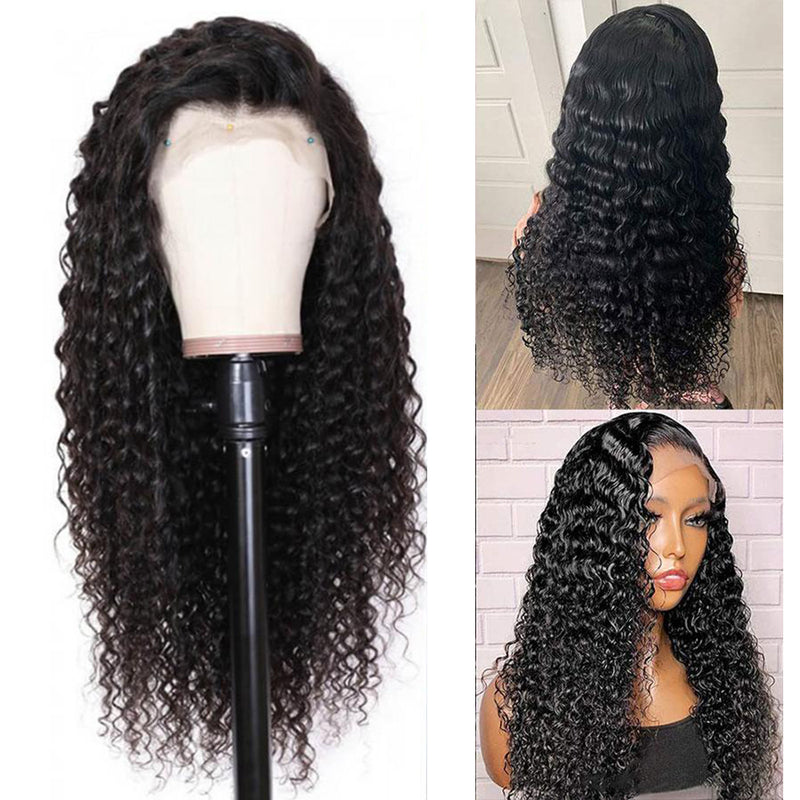 Deep Wave Lace Front Wigs Human Hair 13x4 Deep Wave Frontal Wig Deep Curly Wigs for Black Women with Baby Hair Natural Hairline Natural Black Color