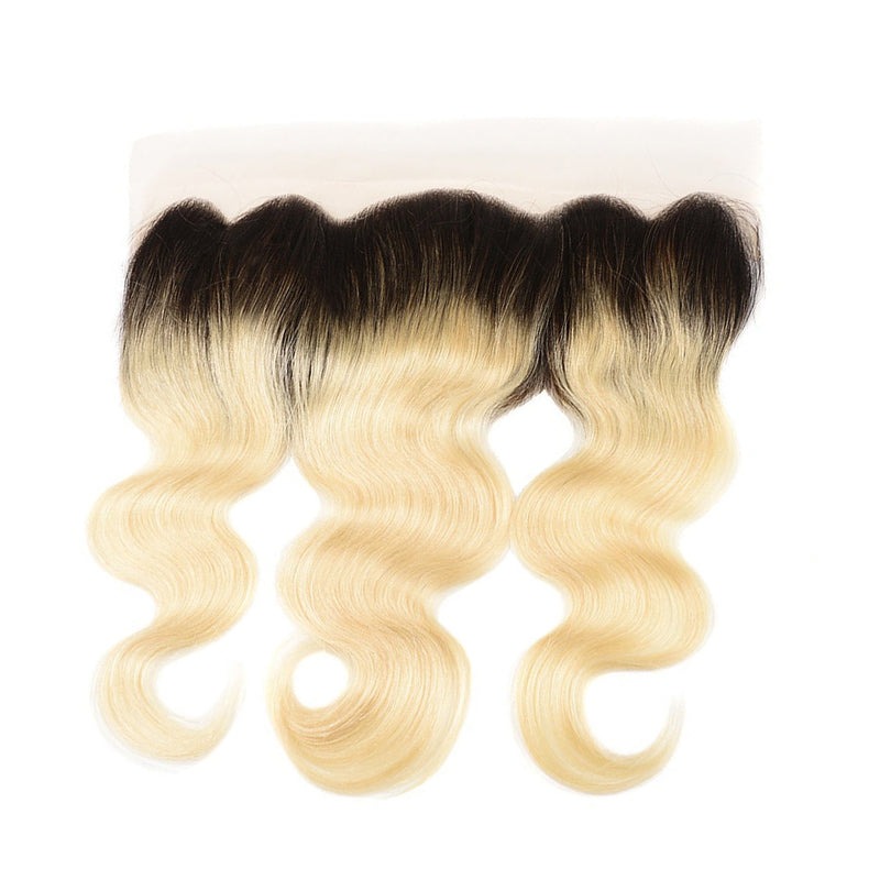 3 Bundles with 13*4 Lace Frontal, 1b/613 Ombre Blonde, Body Wave