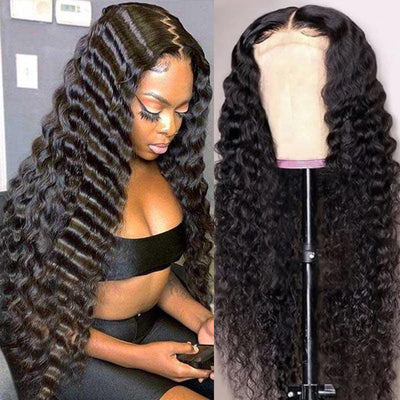 Loose Deep Wave Lace Closure Human Hair Wigs Brazilian Virgin Loose Deep Wave 4x4 Lace Closure Wigs Human Hair For Fashion Black Women Natural Color