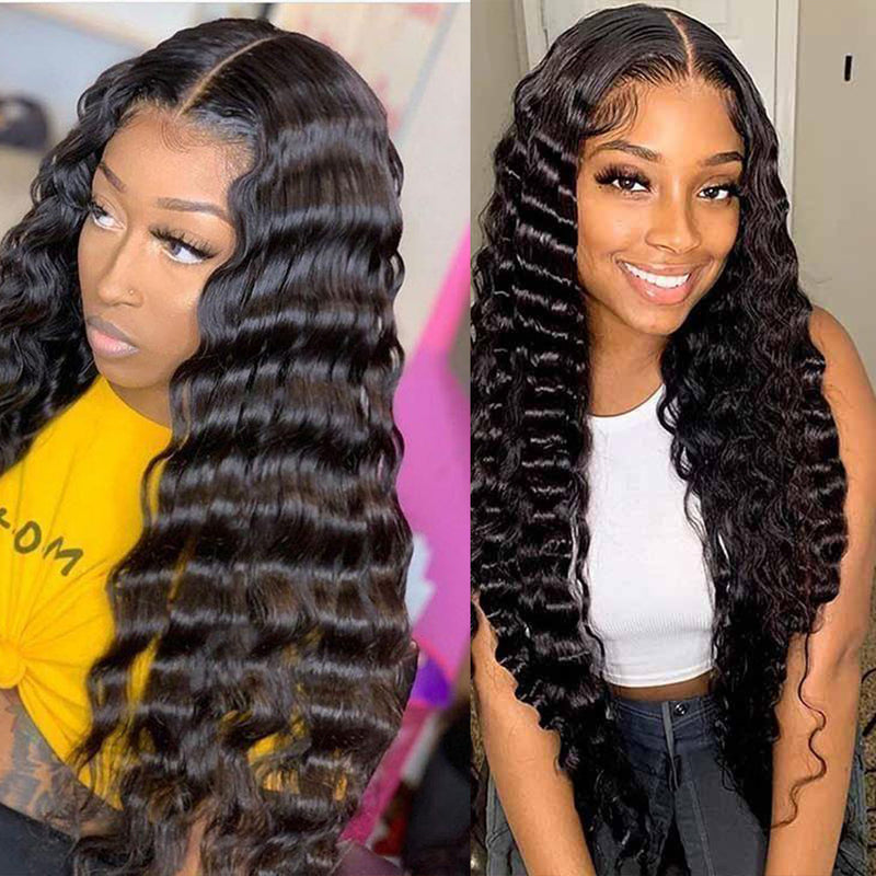 HD Lace Front Wigs Human Hair Pre Plucked Loose Deep Wave 13x4 Transparent Lace Frontal Wig with Baby Hair 150%/180%/250% Denisty Human Hair Wigs for Black Women Brazilian Real Hair Natural Color