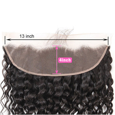 Brazilian Human Hair Water Wave 3 Bundles with 13×4 HD Lace Frontal