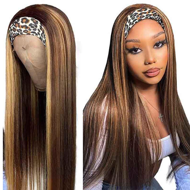 Straight Highlight Wig Glueless Headband Human Hair Wigs