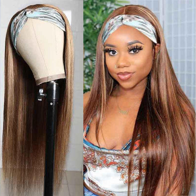 Straight Highlight Wig Glueless Headband Human Hair Wigs