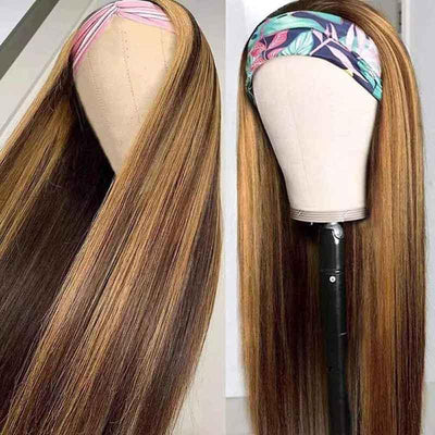 Straight Highlight Wig Glueless Headband Human Hair Wigs