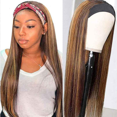 Straight Highlight Wig Glueless Headband Human Hair Wigs