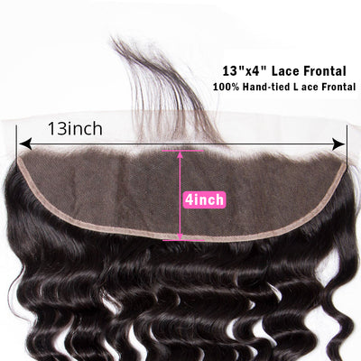 Brazilian Human Hair Loose Deep Wave 3 Bundles with 13x4 HD Lace Frontal
