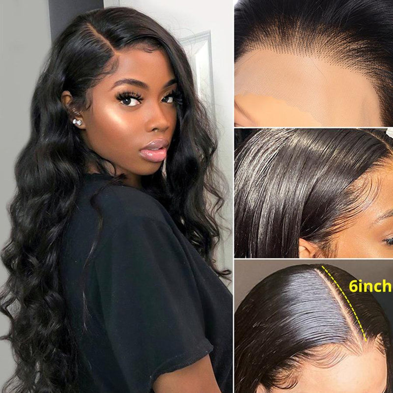 13*4 Lace Front Human Hair Wigs, Loose Wave, Natural Black, Lace Frontal Wigs for Black Women Pre Plucked Loose Wave Lace Front Wig Natural Hairline
