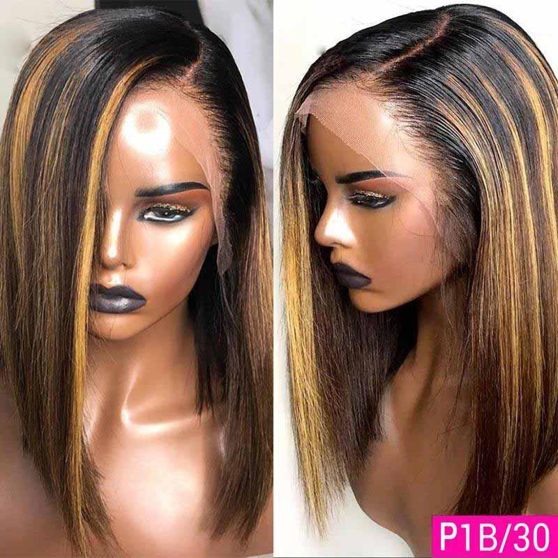 8 inches/10 inches Highlight Bob Wig 4x4 13x4 Lace Front Human Hair Wigs Straight Hair