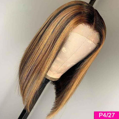 8 inches/10 inches Highlight Bob Wig 4x4 13x4 Lace Front Human Hair Wigs Straight Hair