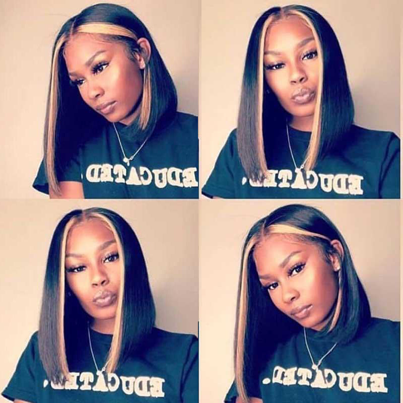 8 inches/10 inches Highlight Bob Wig 4x4 13x4 Lace Front Human Hair Wigs Straight Hair