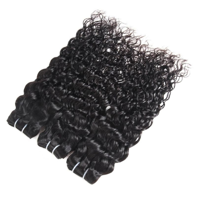 Water Wave 10A Brazilian Virgin Hair 4x4 Lace Closure With Bundles