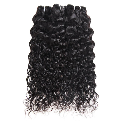 Water Wave 10A Brazilian Virgin Hair 4x4 Lace Closure With Bundles