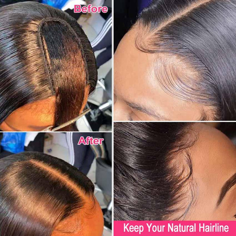 Straight Hair U Part Wig Glueless 10A Brazilian Virgin Human Hair Wigs
