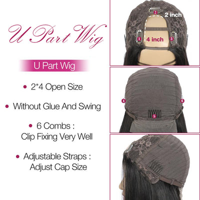U Part Glueless Deep Wave Virgin Human Hair Wigs