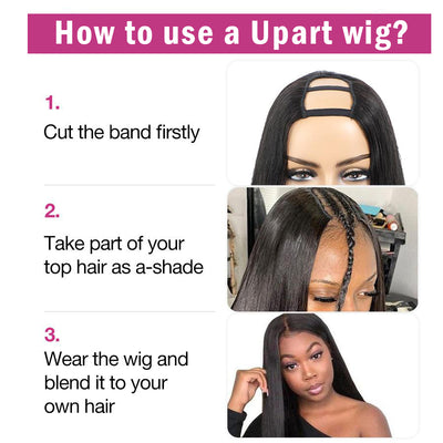 U Part Glueless Deep Wave Virgin Human Hair Wigs
