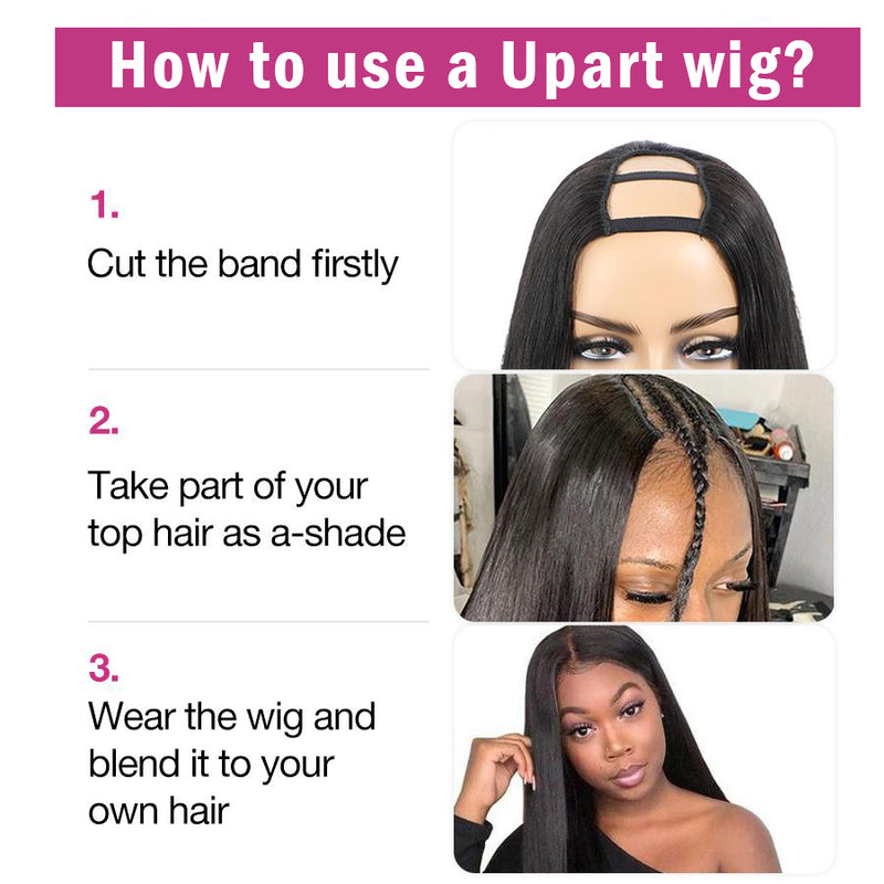 U Part Glueless Deep Wave Virgin Human Hair Wigs